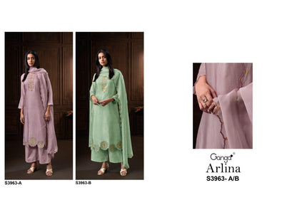 Arlina 3963 Ganga Bemberg Plazzo Style Suits Wholesaler Ahmedabad
