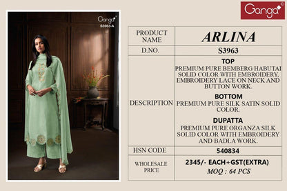 Arlina 3963 Ganga Bemberg Plazzo Style Suits Wholesaler Ahmedabad