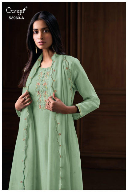 Arlina 3963 Ganga Bemberg Plazzo Style Suits Wholesaler Ahmedabad