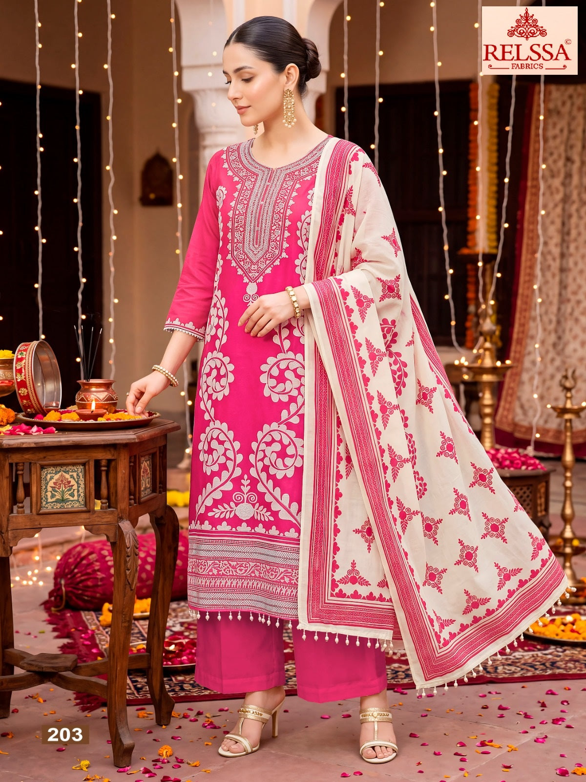 Armani 2 Relssa Fabrics Plazzo Style Suits Exporter Gujarat