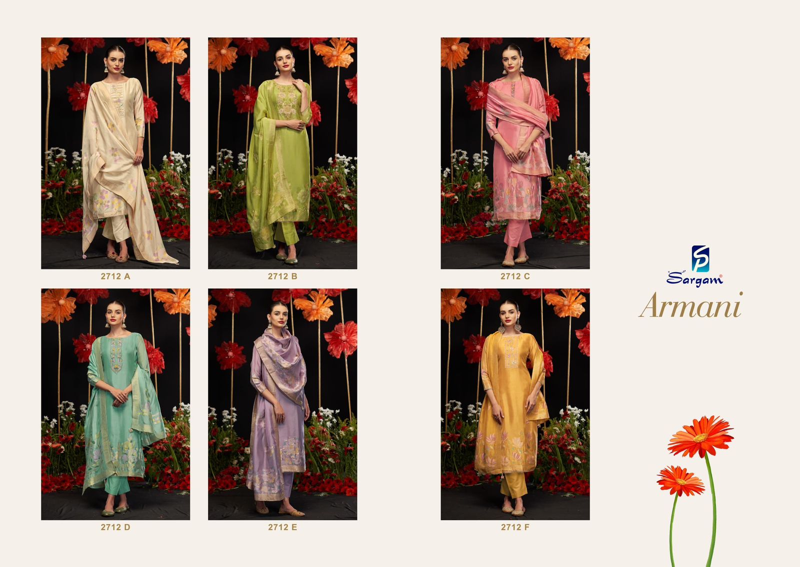 Armani Sargam Prints Silk Jacquard Pant Style Suits Wholesale Price