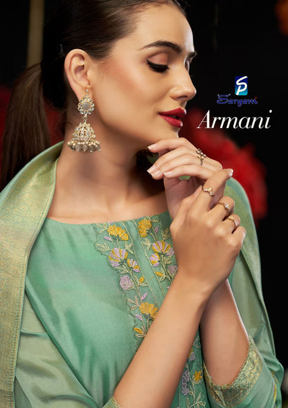 Armani Sargam Prints Silk Jacquard Pant Style Suits Wholesale Price