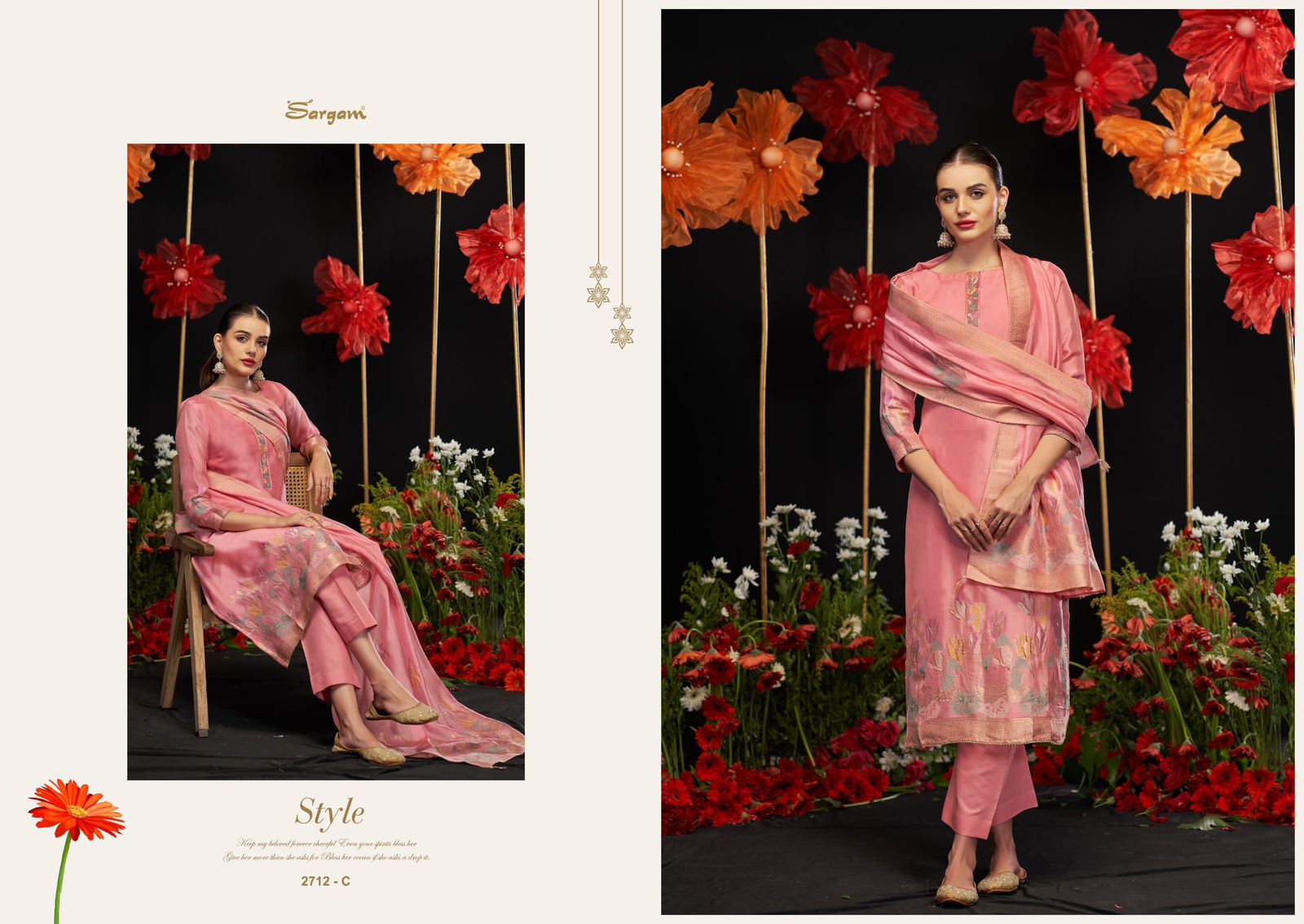 Armani Sargam Prints Silk Jacquard Pant Style Suits Wholesale Price