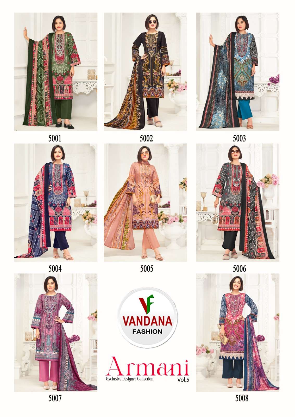 Armani Vol 5 Vandana Cotton Karachi Salwar Suits Supplier India