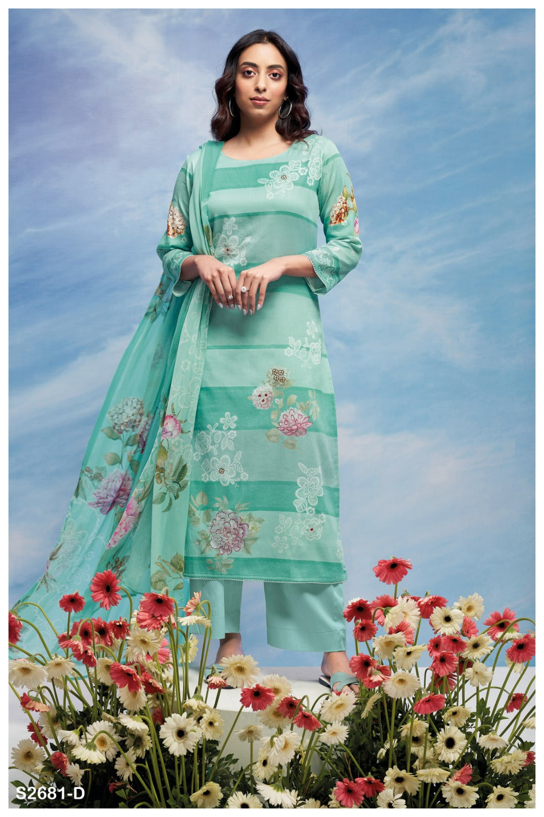 Arna 2681 Ganga Premium Cotton Plazzo Style Suits Exporter Gujarat