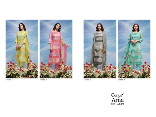 Arna 2681 Ganga Premium Cotton Plazzo Style Suits Exporter Gujarat