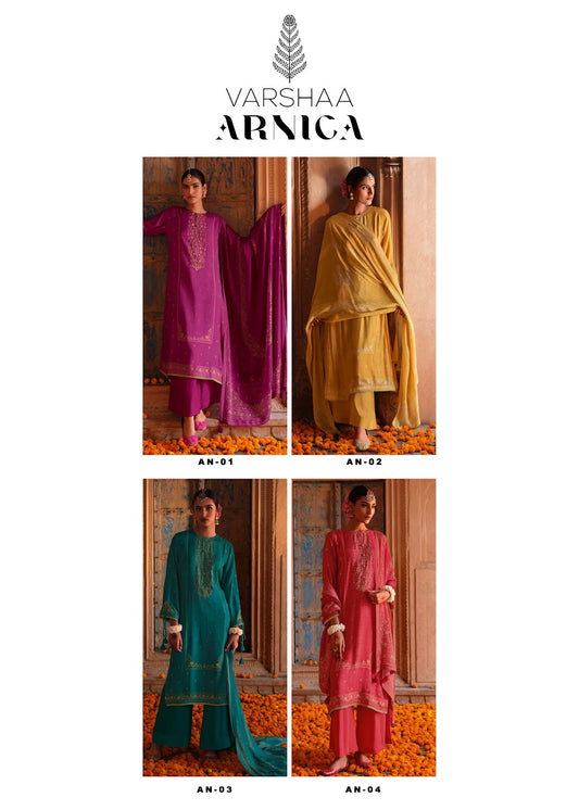Arnica Varshaa Viscose Muslin Pant Style Suits Wholesale Price