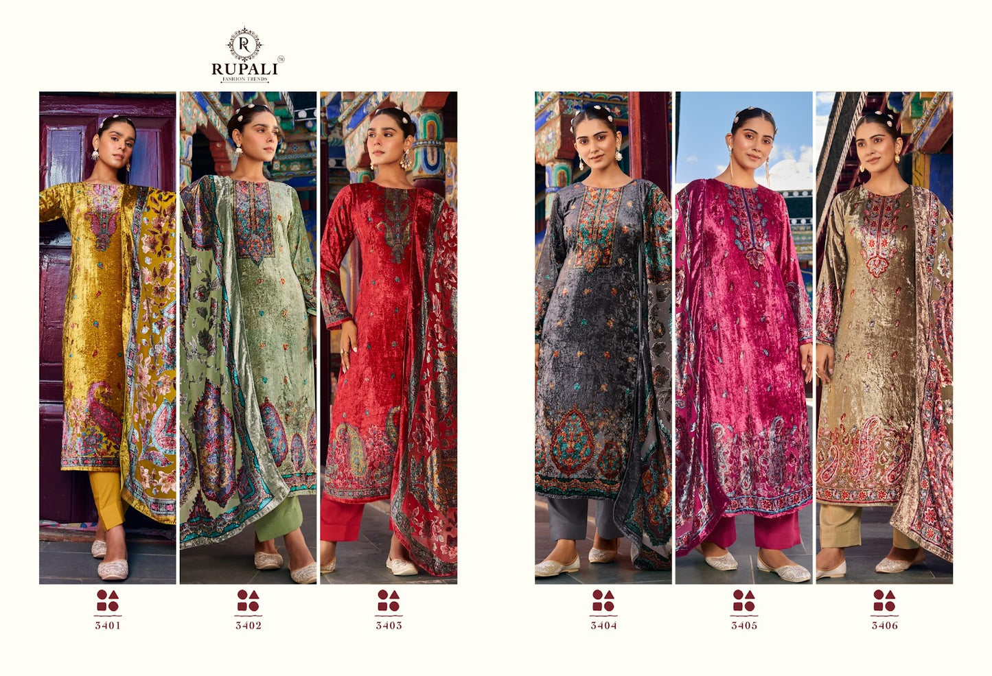 Arnika Rupali Viscose Velvet Suits Exporter Gujarat