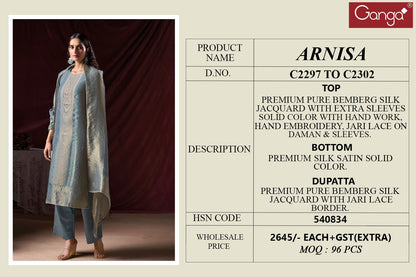 Arnisa Ganga Premium Bemberg Plazzo Style Suits Exporter