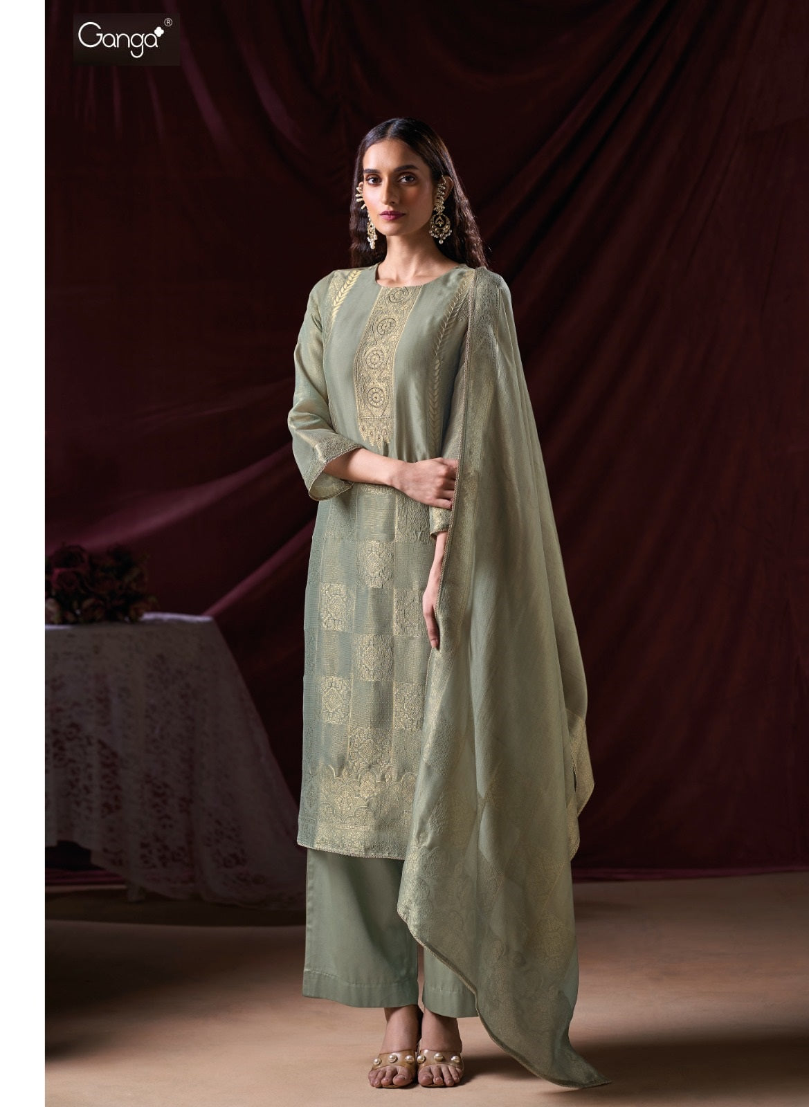 Arnisa Ganga Premium Bemberg Plazzo Style Suits Exporter