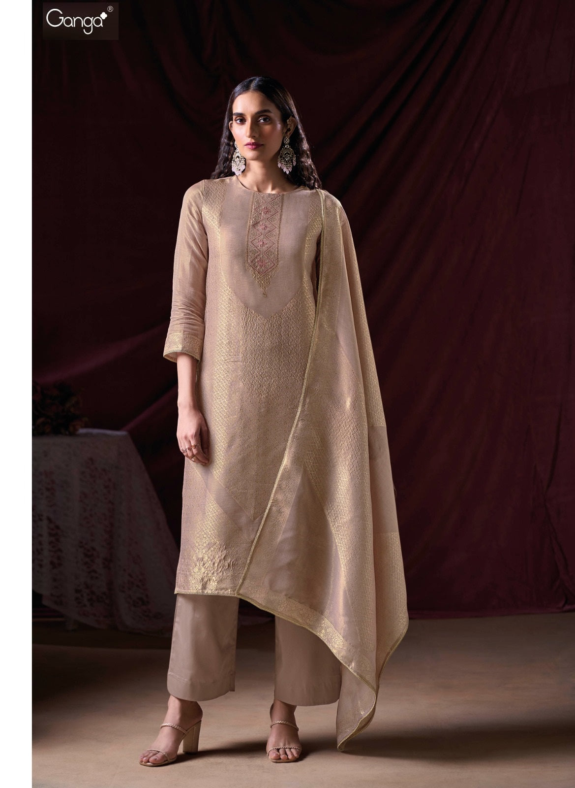 Arnisa Ganga Premium Bemberg Plazzo Style Suits Exporter