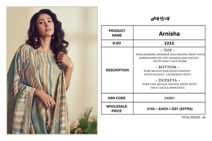 Arnisha Jay Vijay Pure Bemberg Pant Style Suits Wholesale Price