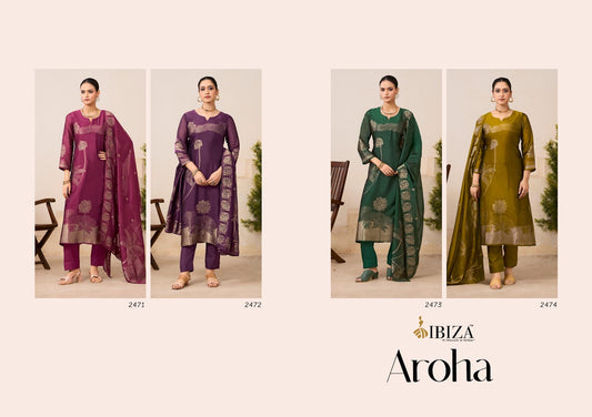 Aroha Ibiza Silk Jacquard Pant Style Suits Exporter Gujarat