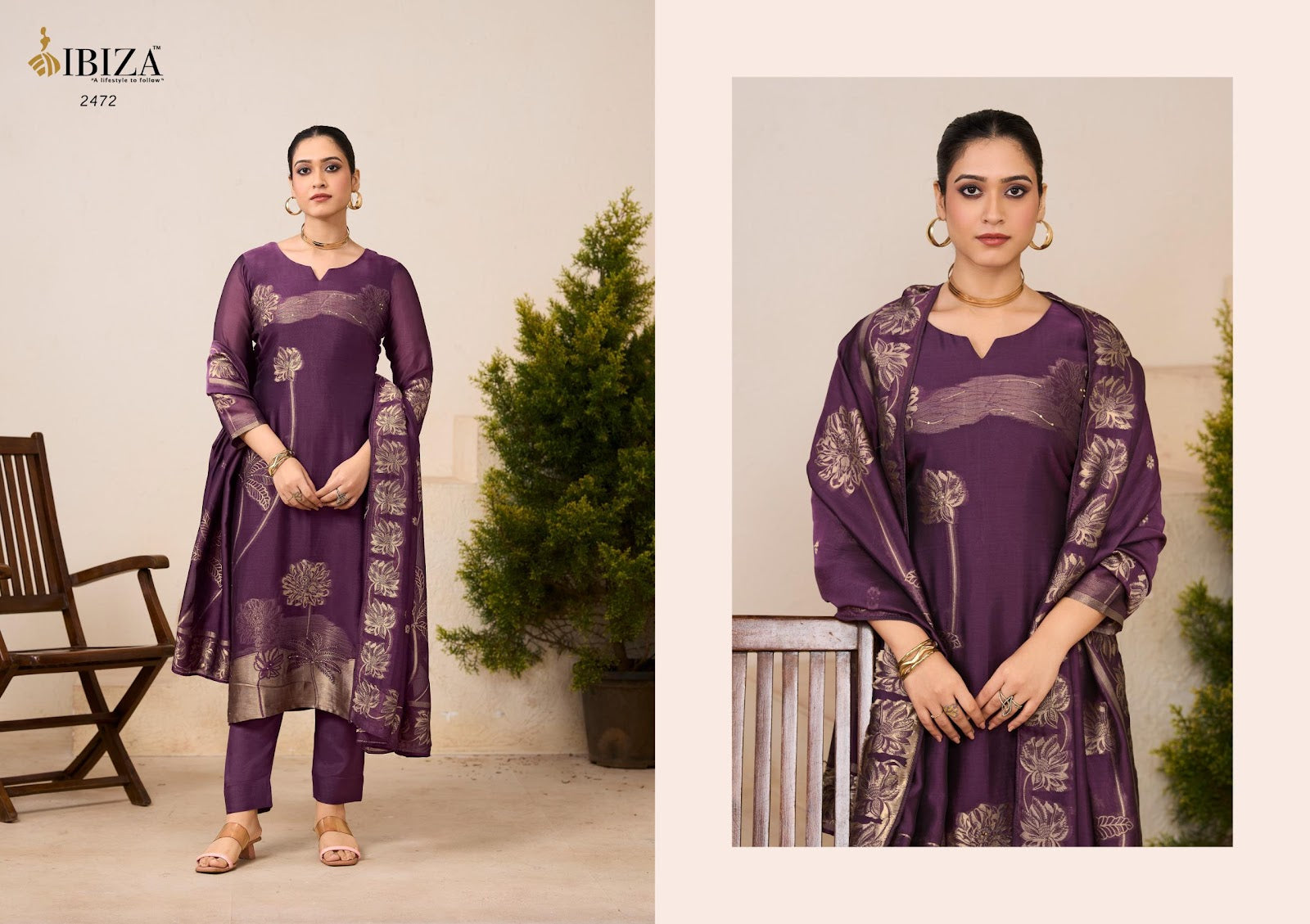 Aroha Ibiza Silk Jacquard Pant Style Suits Exporter Gujarat