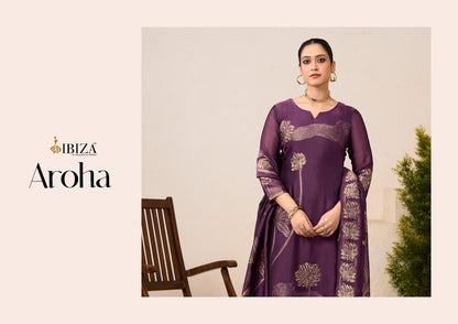 Aroha Ibiza Silk Jacquard Pant Style Suits Exporter Gujarat