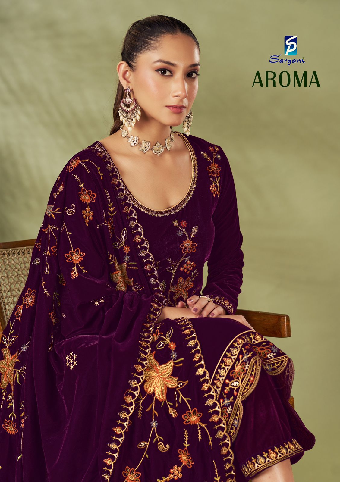 Aroma Sargam Prints Velvet Suits Wholesaler India