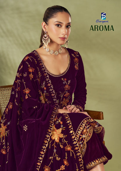 Aroma Sargam Prints Velvet Suits Wholesaler India