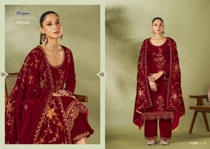 Aroma Sargam Prints Velvet Suits Wholesaler India