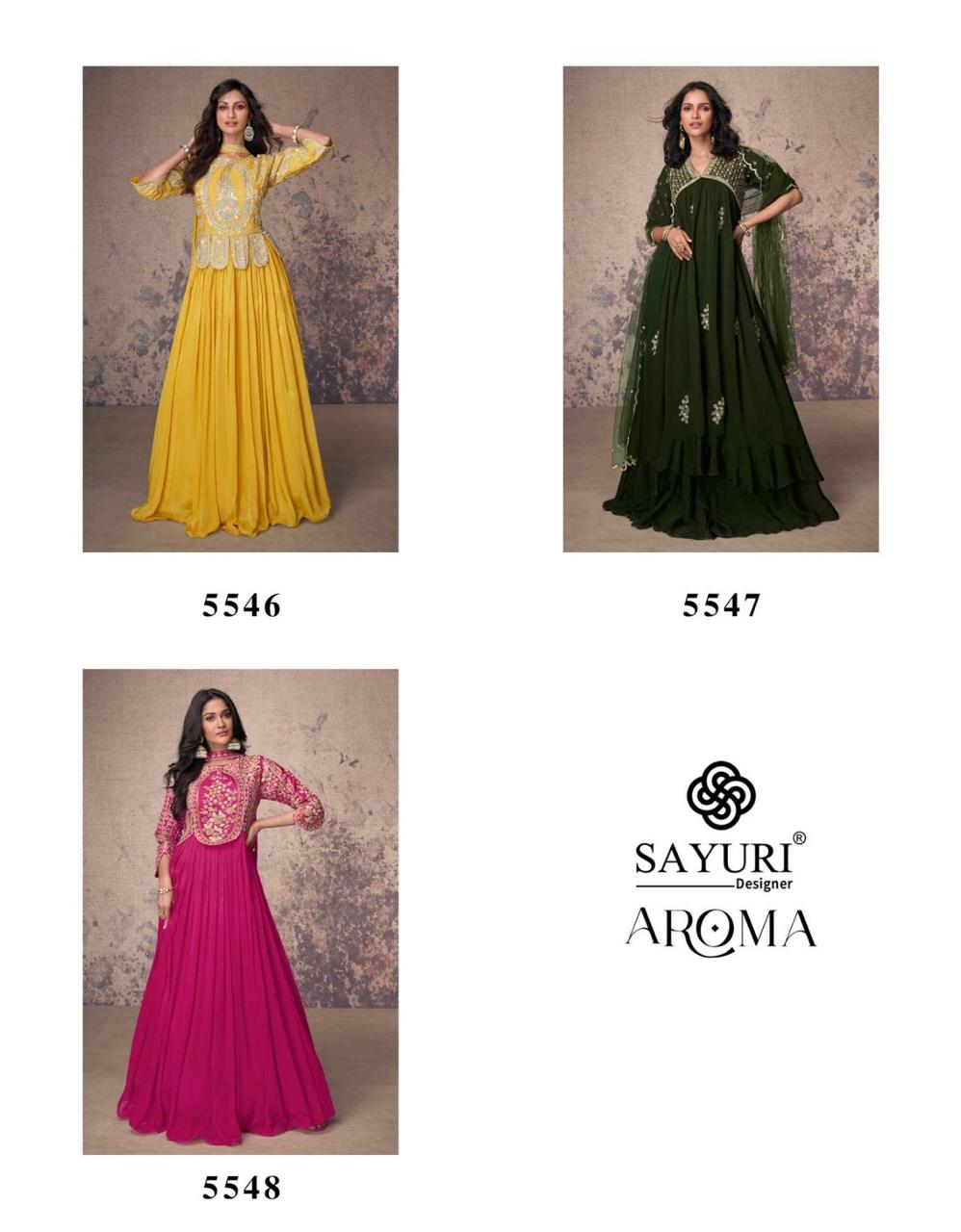 Aroma Sayuri Chinon Silk Gown Dupatta Set Supplier