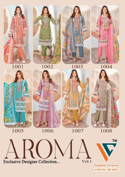 Aroma Vol 1 Vandana Creation Soft Cotton Karachi Salwar Suits Exporter Gujarat