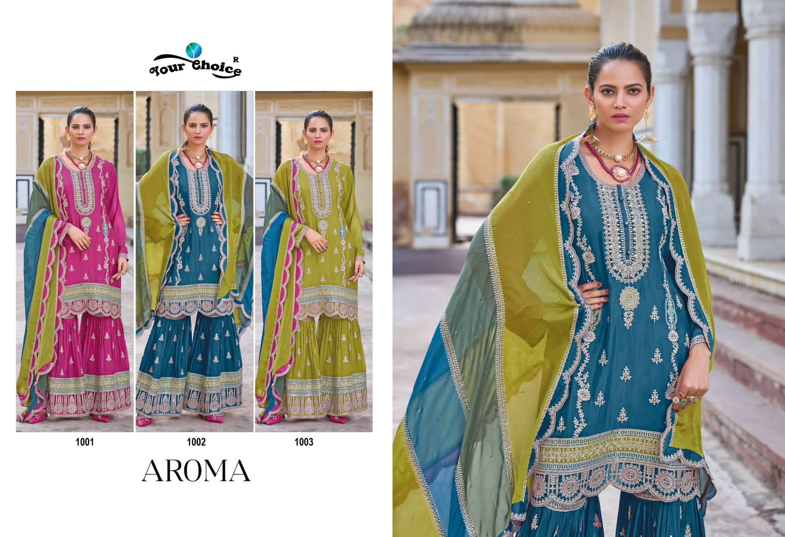 Aroma Your Choice Chinon Pakistani Readymade Suits Exporter Gujarat