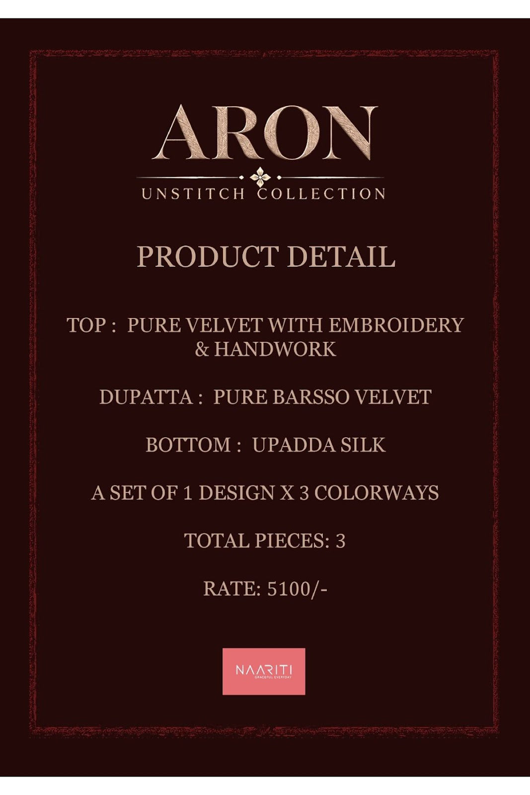 Aron Naariti Velvet Suits Wholesale Price