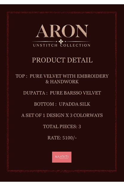 Aron Naariti Velvet Suits Wholesale Price