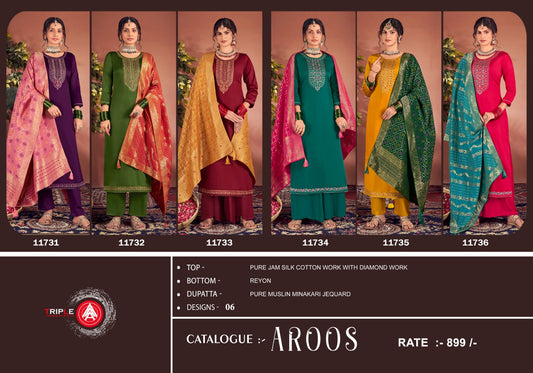 Aroos Triple Aaa Jam Silk Pant Style Suits Wholesaler Gujarat