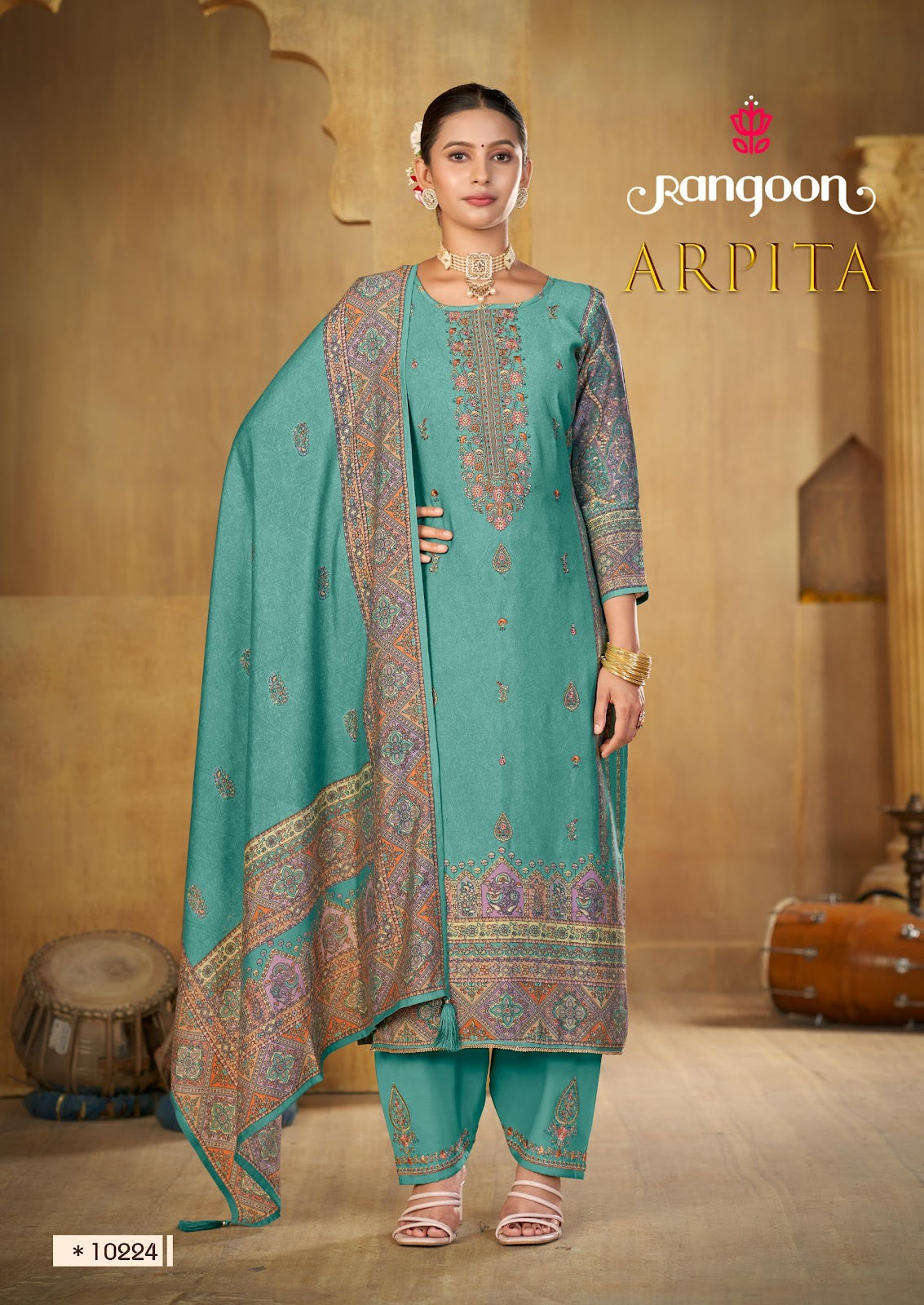 Arpita Rangoon Muslin Readymade Pant Style Suits Wholesale