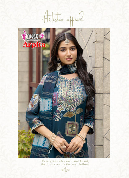 Arpita Vol 1 Mystic 9 Mul Chanderi Readymade Pant Style Suits Wholesale Price