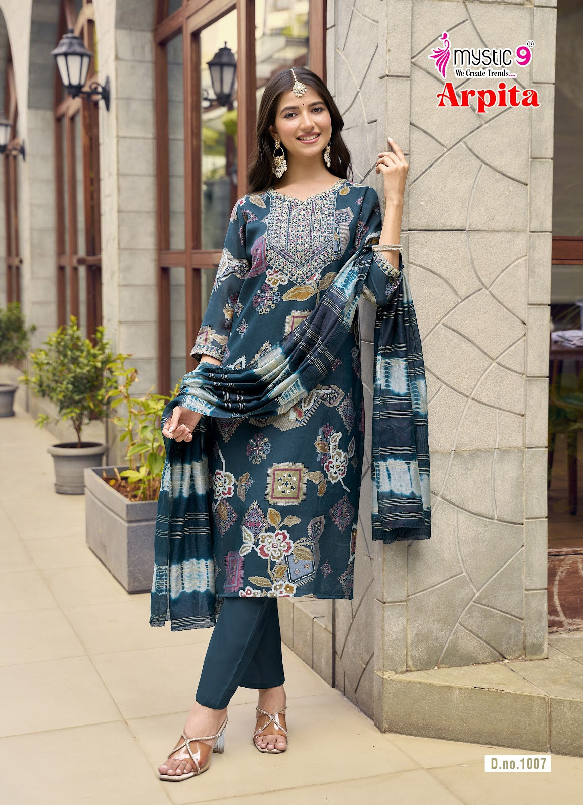 Arpita Vol 1 Mystic 9 Mul Chanderi Readymade Pant Style Suits Wholesale Price