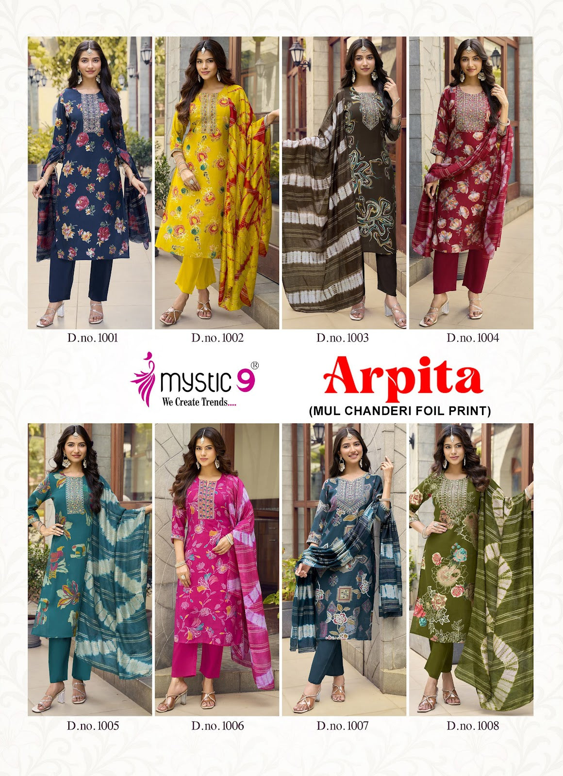 Arpita Vol 1 Mystic 9 Mul Chanderi Readymade Pant Style Suits Wholesale Price