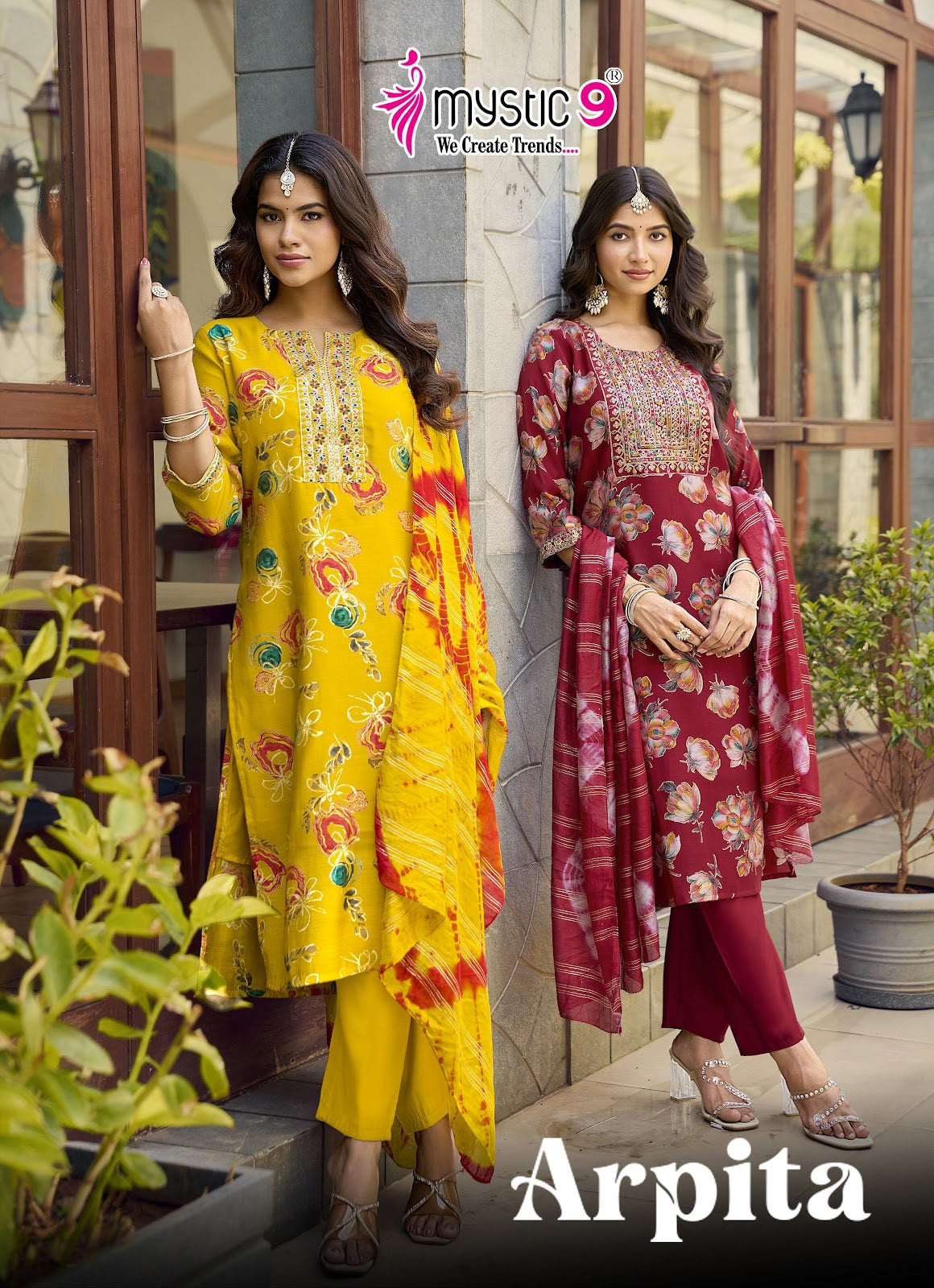 Arpita Vol 1 Mystic 9 Mul Chanderi Readymade Pant Style Suits Wholesale Price