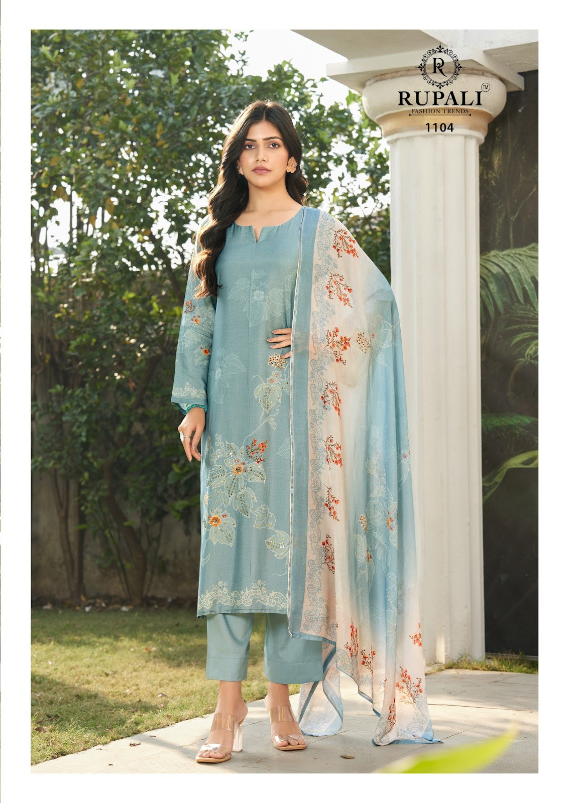 Arrosa Rupali Muslin Pant Style Suits Supplier India