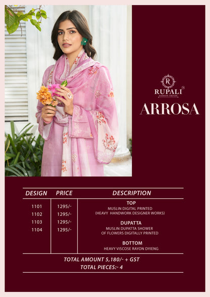 Arrosa Rupali Muslin Pant Style Suits Supplier India