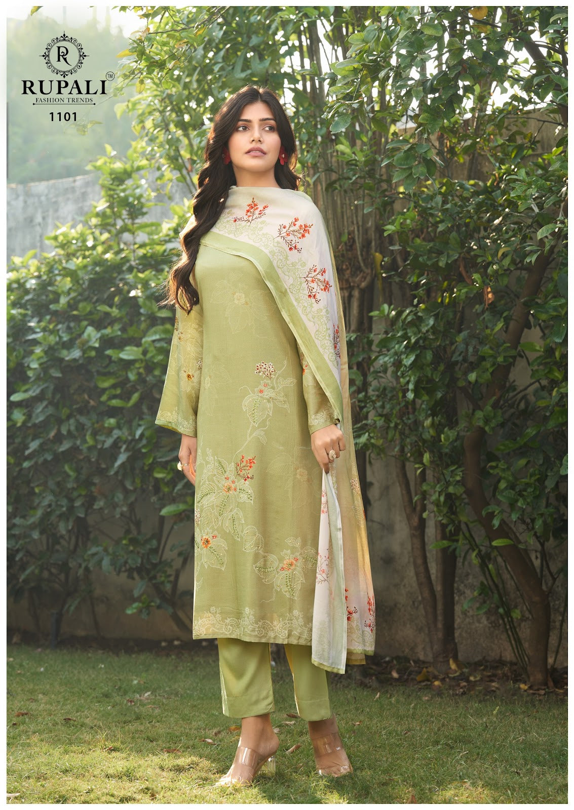 Arrosa Rupali Muslin Pant Style Suits Supplier India