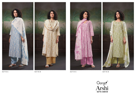 Arshi 2718 Ganga Premium Cotton Plazzo Style Suits Exporter Gujarat