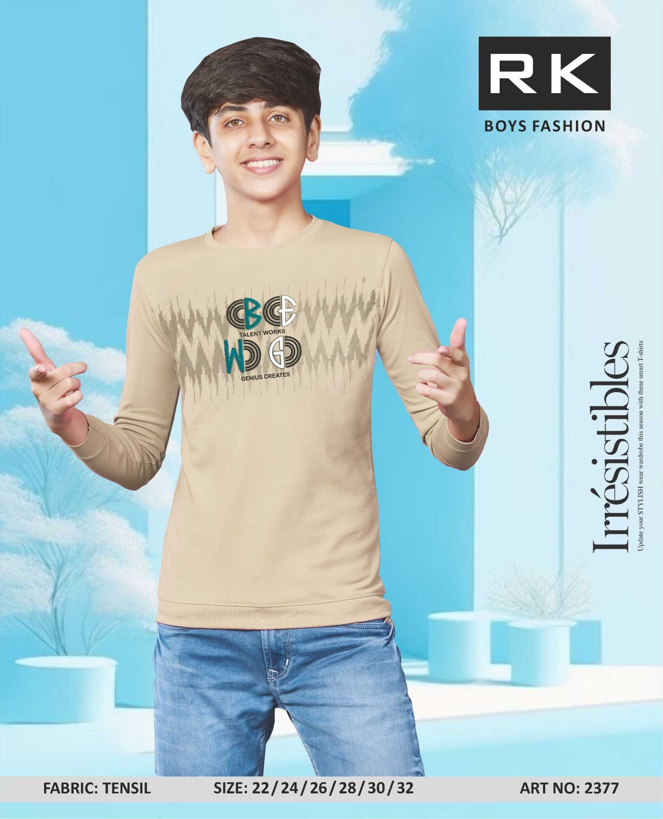 Art 2377 Rk Tencil Lycra Boys Tshirt Wholesaler India