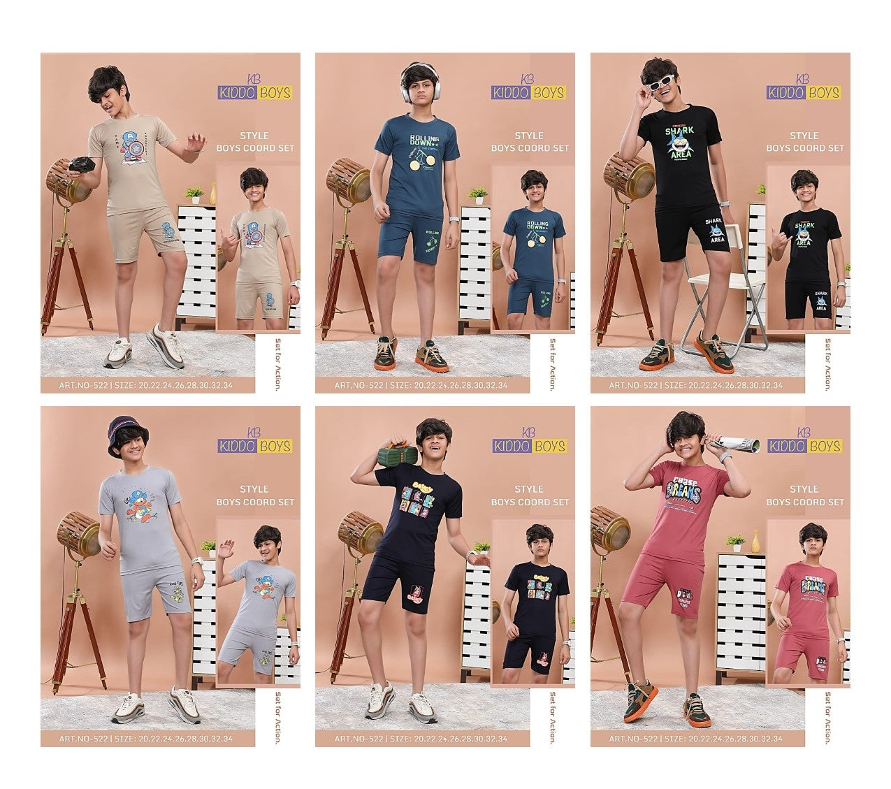 Art 522 Kiddo Tencil Lycra Boys Shorts Set Wholesale Price