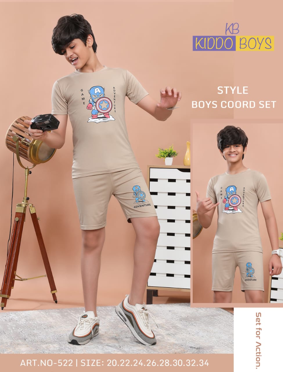 Art 522 Kiddo Tencil Lycra Boys Shorts Set Wholesale Price