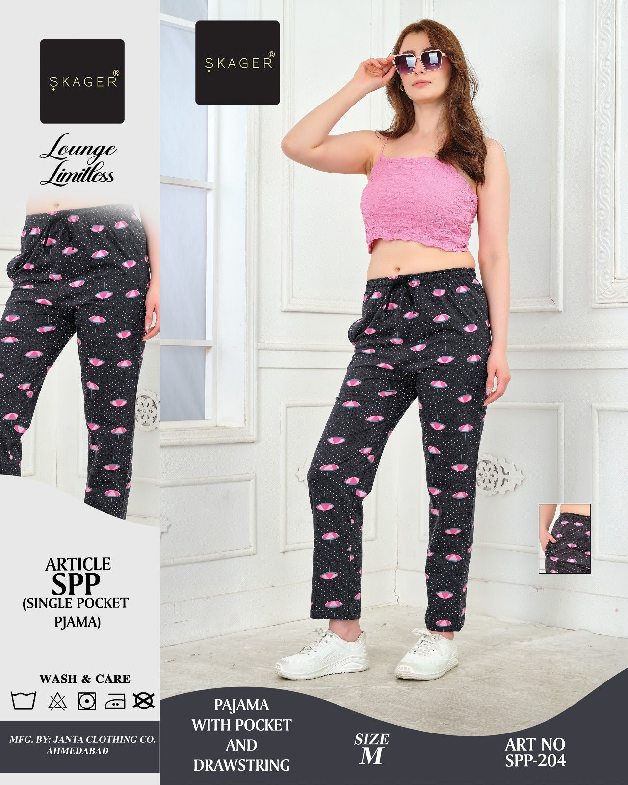 Art No 204 Skager Cotton Women Night Lower Exporter India