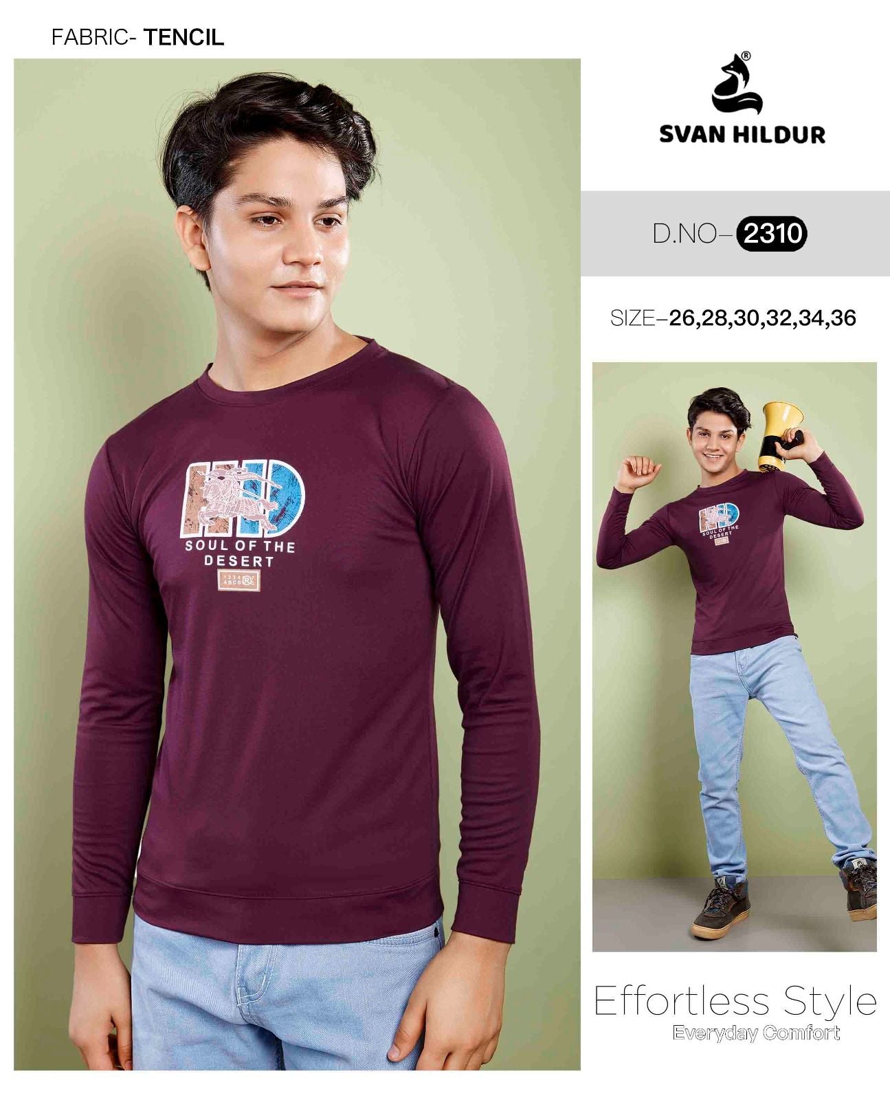 Art No 2310 Svan Hildur Tencil Lycra Boys Tshirt Wholesaler India