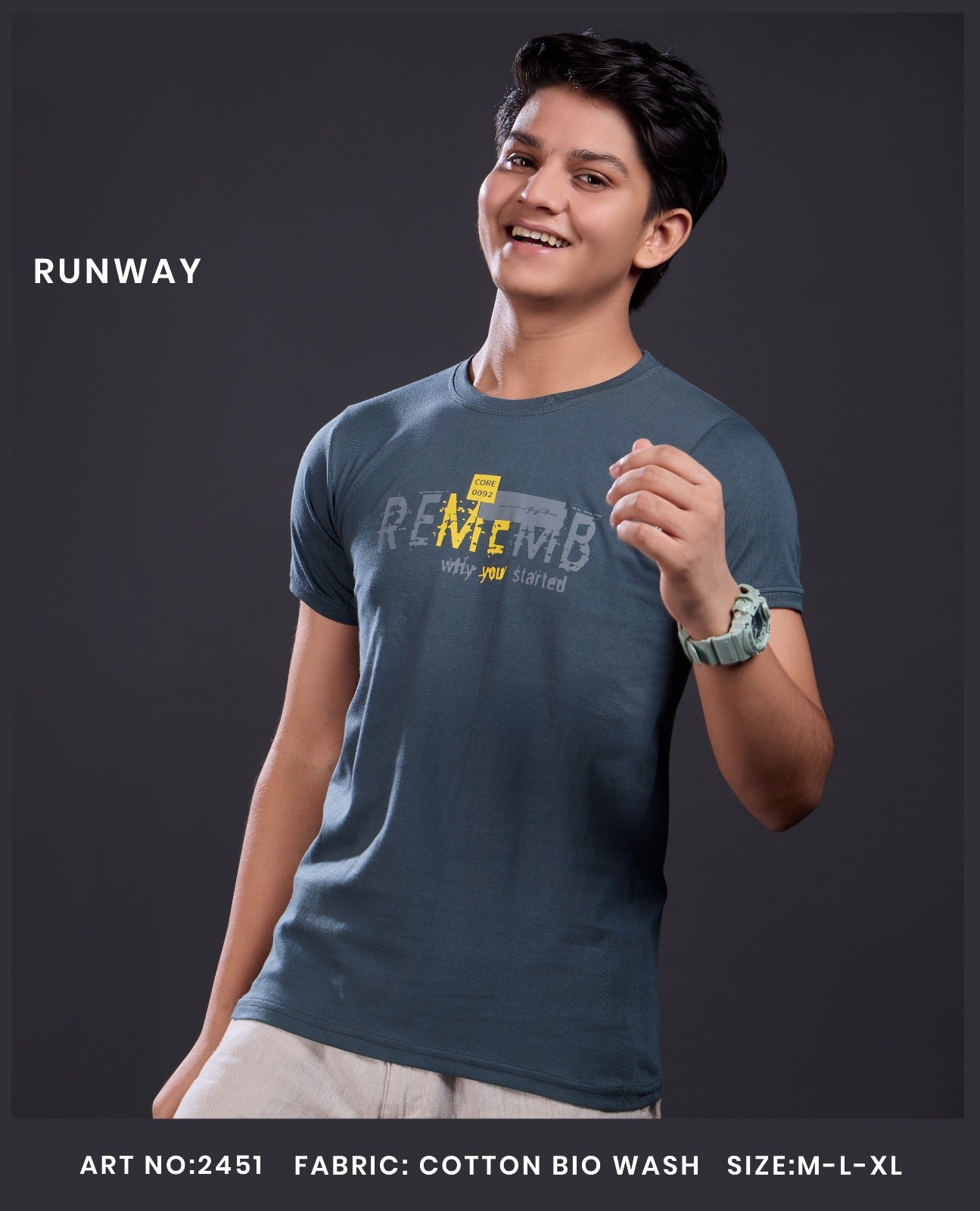 Art No 2451 Runway Cotton Biowashed Boys Tshirt Exporter Gujarat