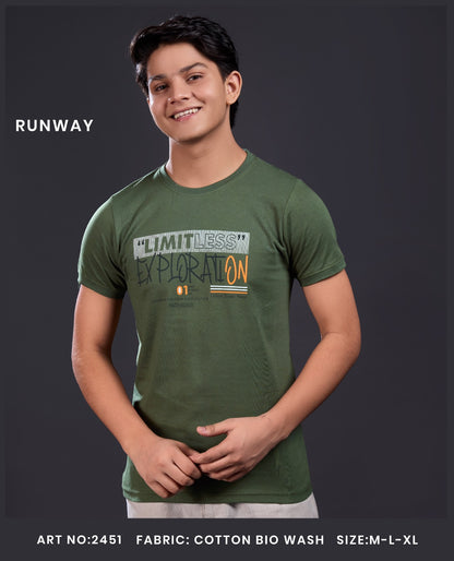 Art No 2451 Runway Cotton Biowashed Boys Tshirt Exporter Gujarat