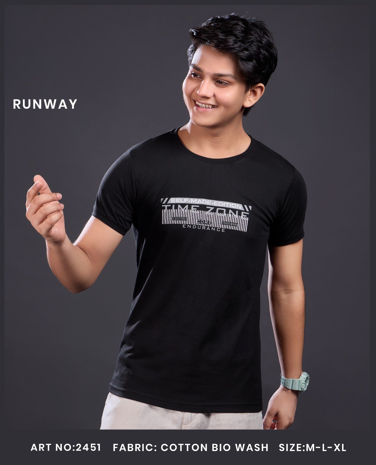 Art No 2451 Runway Cotton Biowashed Boys Tshirt Exporter Gujarat