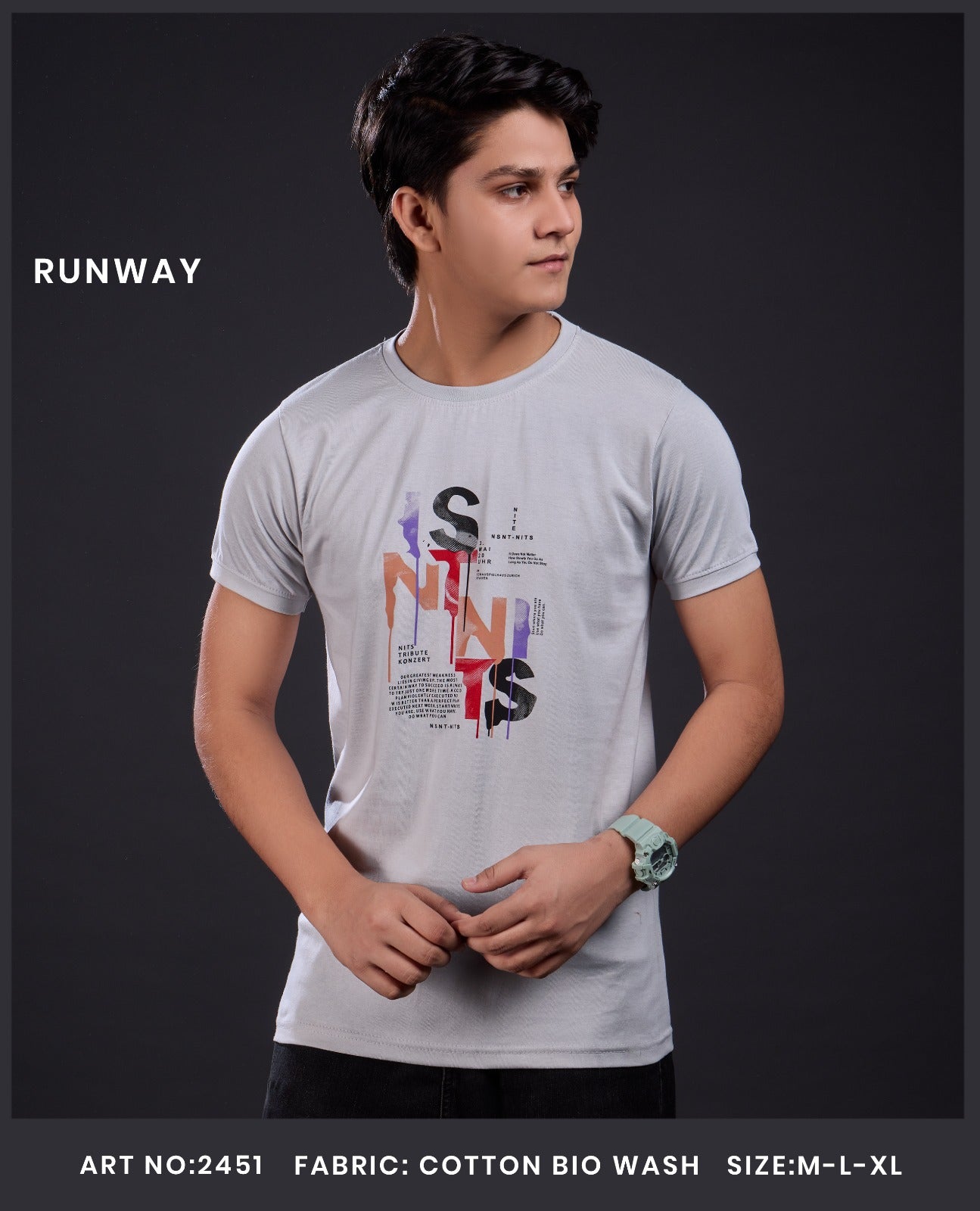 Art No 2451 Runway Cotton Biowashed Boys Tshirt Exporter Gujarat
