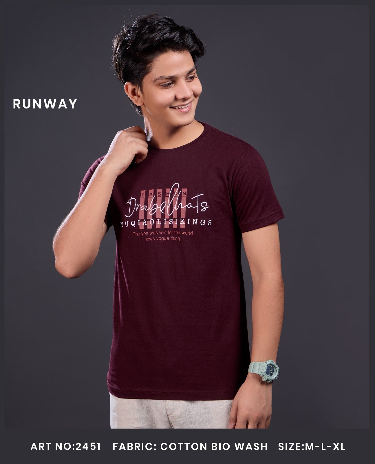 Art No 2451 Runway Cotton Biowashed Boys Tshirt Exporter Gujarat