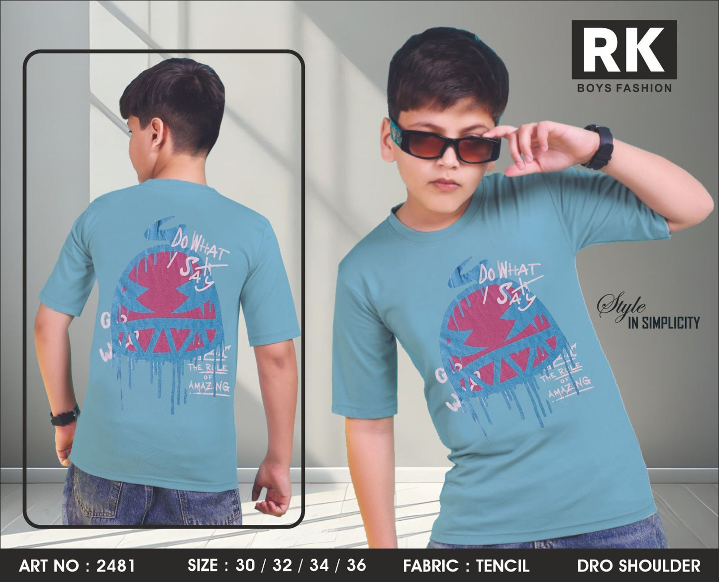 Art No 2481 Rk Tencil Boys Tshirt Exporter India