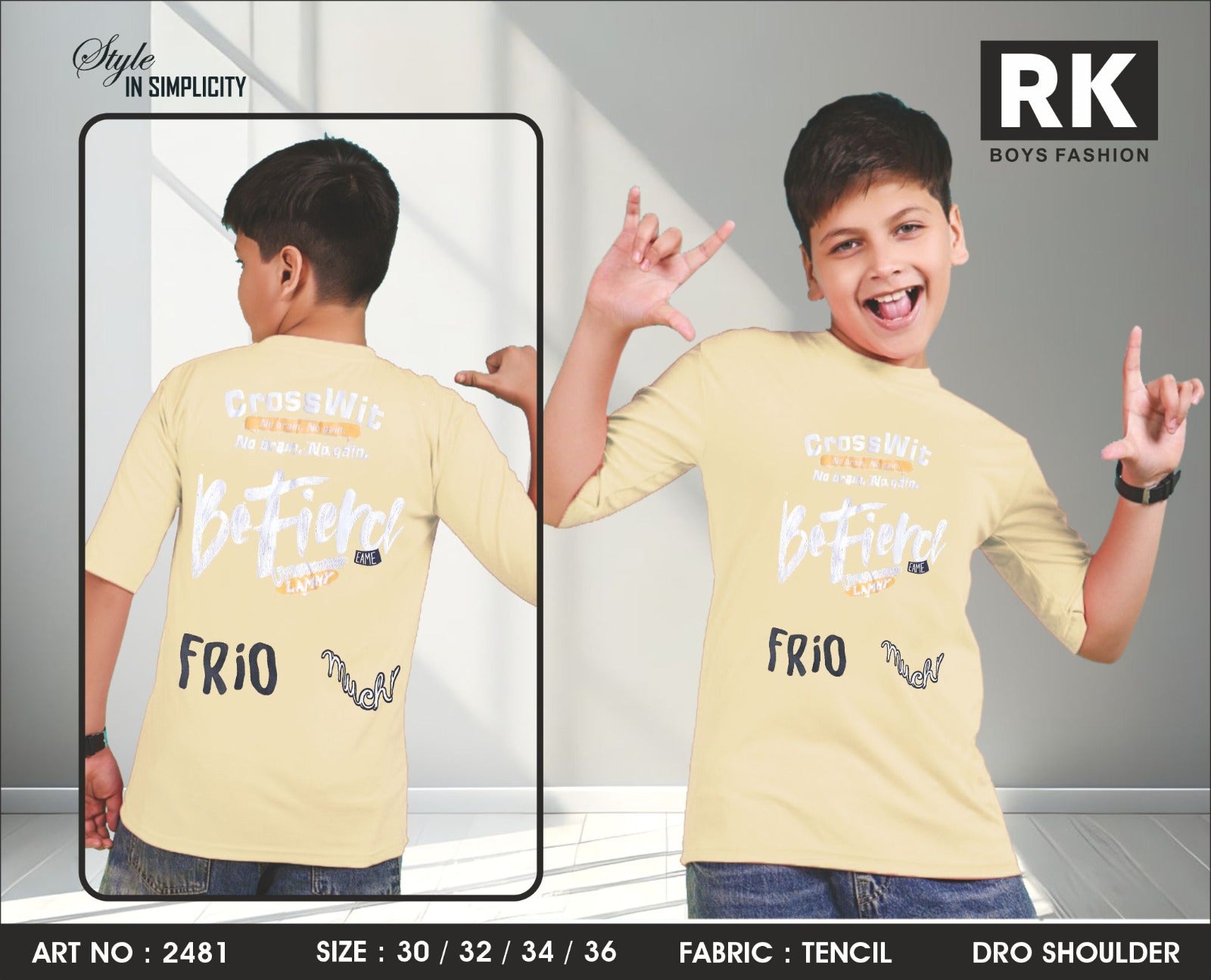 Art No 2481 Rk Tencil Boys Tshirt Exporter India