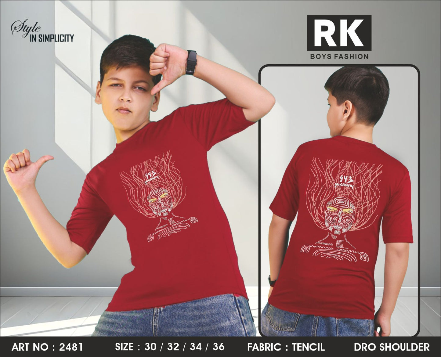 Art No 2481 Rk Tencil Boys Tshirt Exporter India